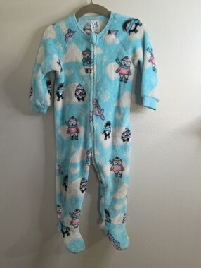12-18M PJ Place Light Blue Plush Footed One-Piece